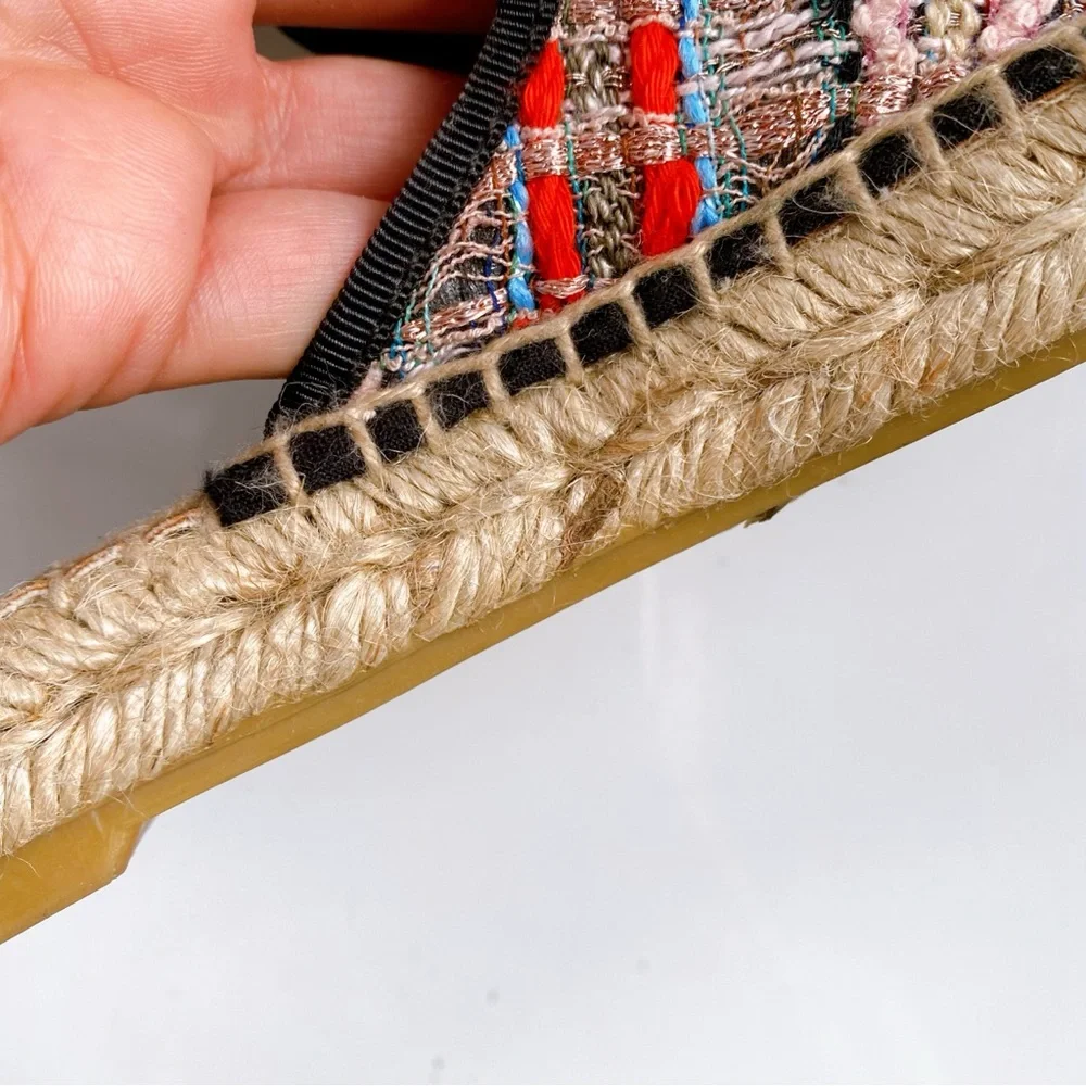 💕 TONI PONS ORIGENS PINK BLACK MULTI TWEED STITCHED ESPADRILLES! - Picture 15 of 16